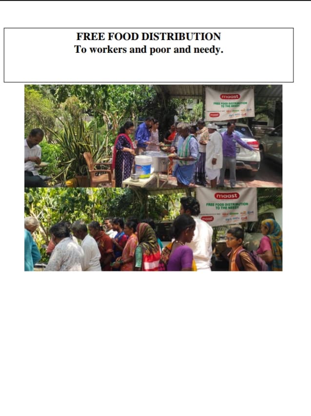 Free Food Distribution — Daily meal service to workers and families in need.